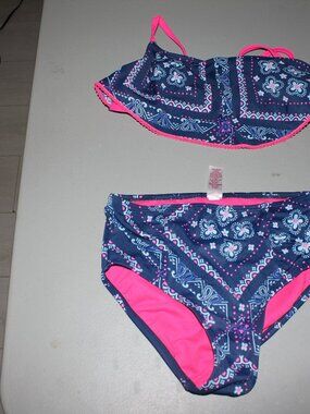 Pink & Ble 2 Pcs Justice Bikini Swimsuit Size 8